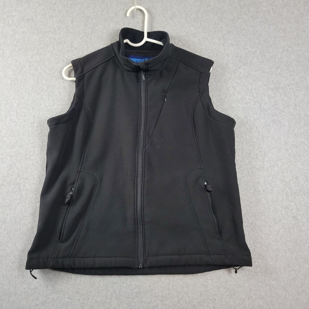 Iceburg Black Softshell Full Zip Tech Pockets Fleece Lined Vest Men's L Stretch